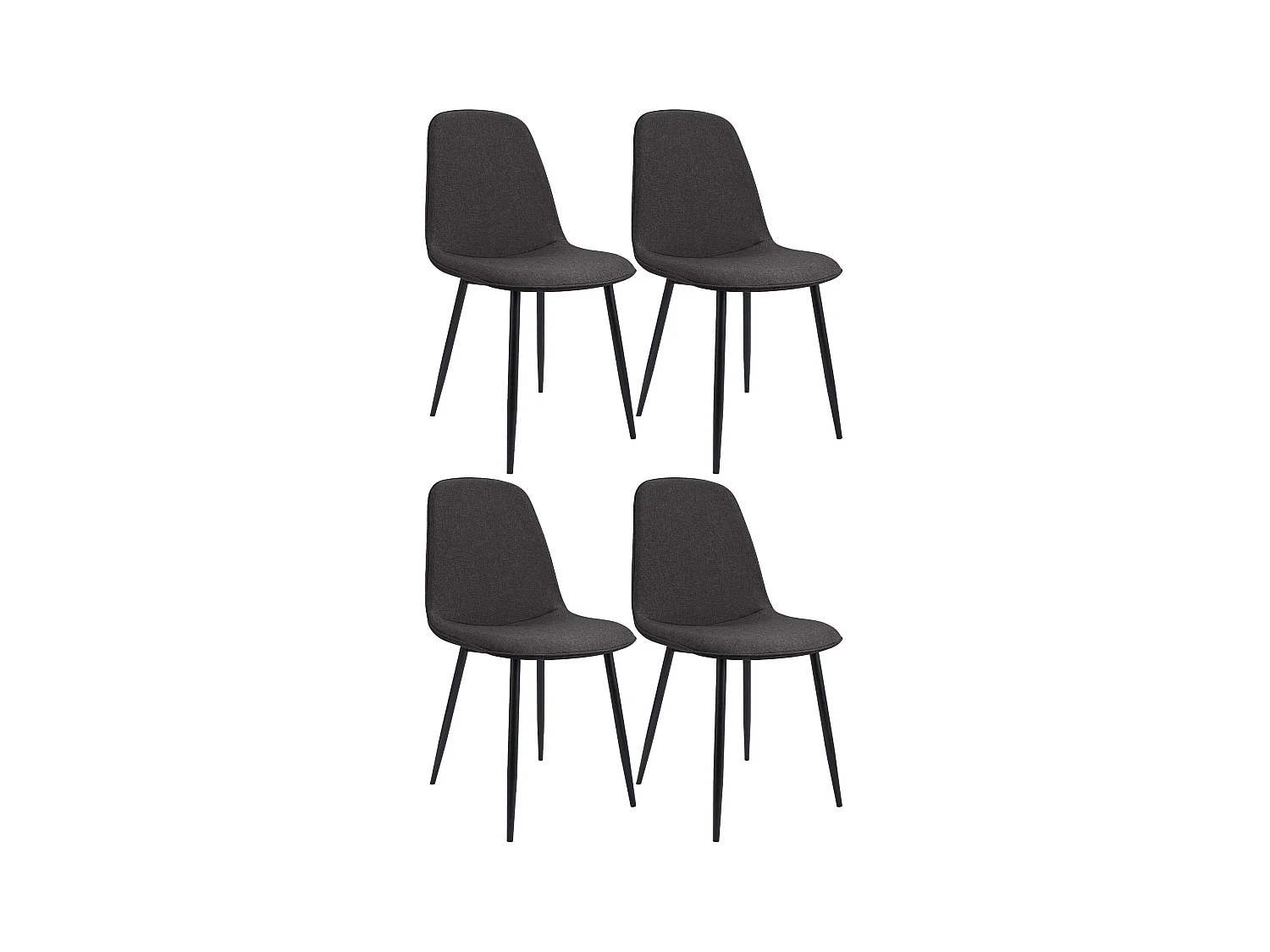 Lot de 4  chaise salle à manger - Tissu - Gris foncé - Maryam