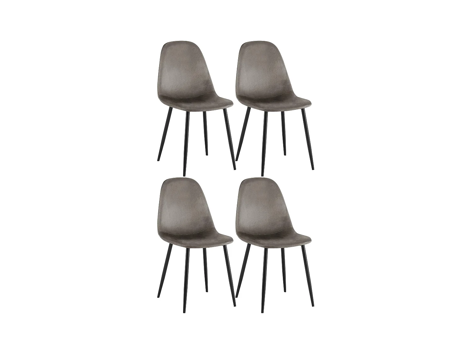 Lot de 4  chaise salle à manger - Velours - Anthracite - Napier