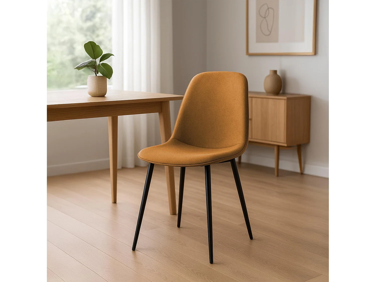 Lot de 4  chaise salle à manger - Tissu - Orange - Maryam