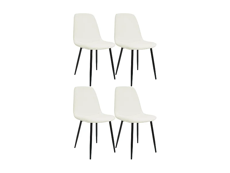 Lot de 4  chaise salle à manger - Tissu - Crème - Maryam