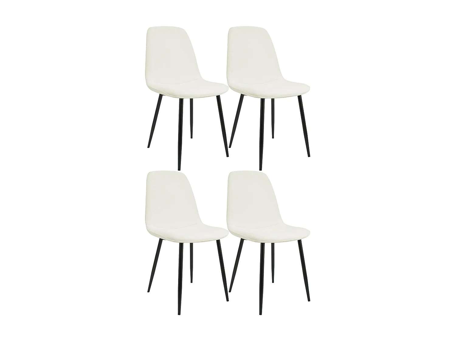 Lot de 4  chaise salle à manger - Tissu - Crème - Maryam