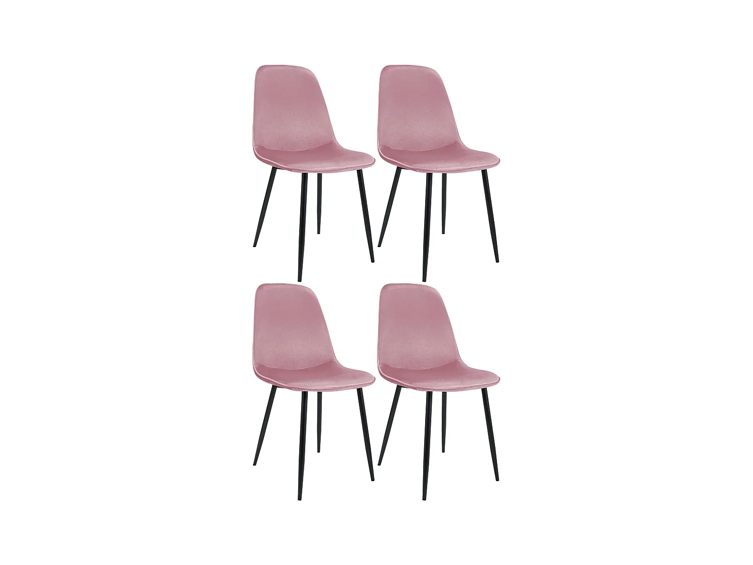 Lot de 4  chaise salle à manger - Velours - Rose - Maryam