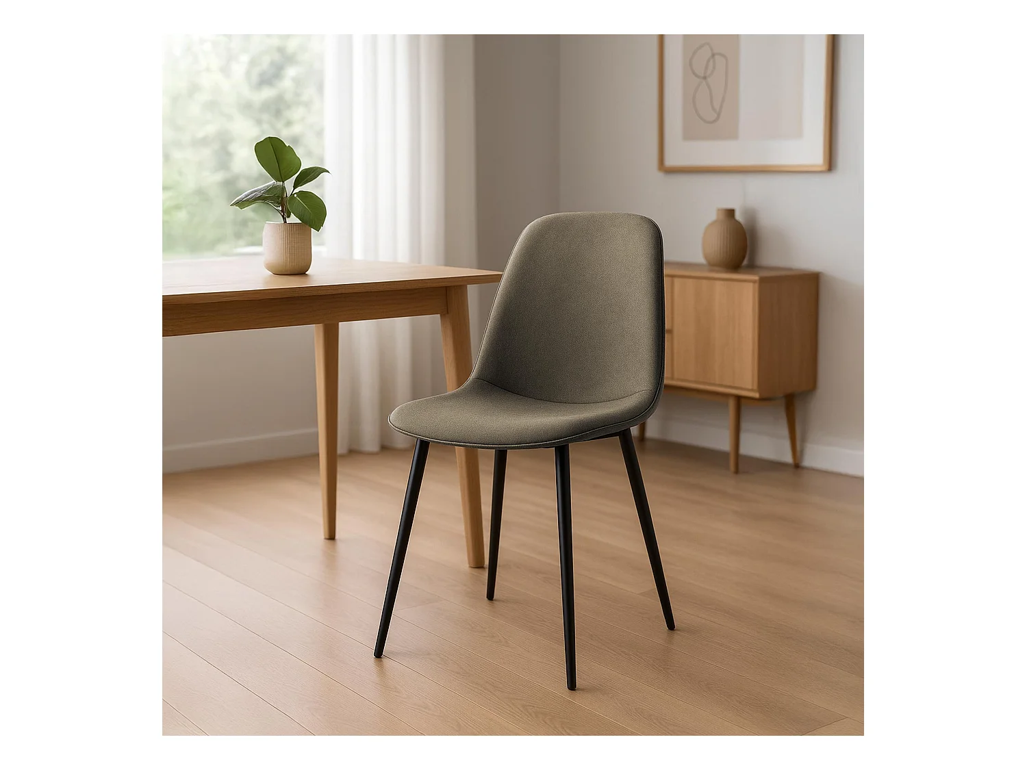 Lot de 4  chaise salle à manger - Tissu - Taupe - Maryam