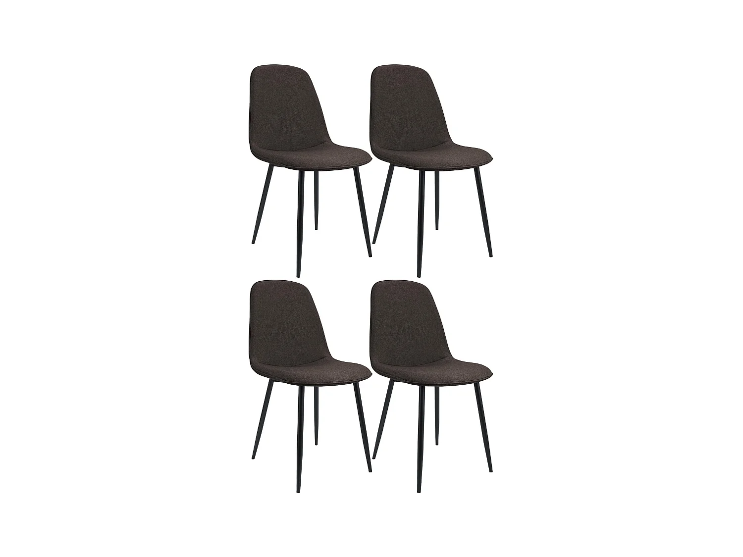Lot de 4  chaise salle à manger - Tissu - Marron - Maryam