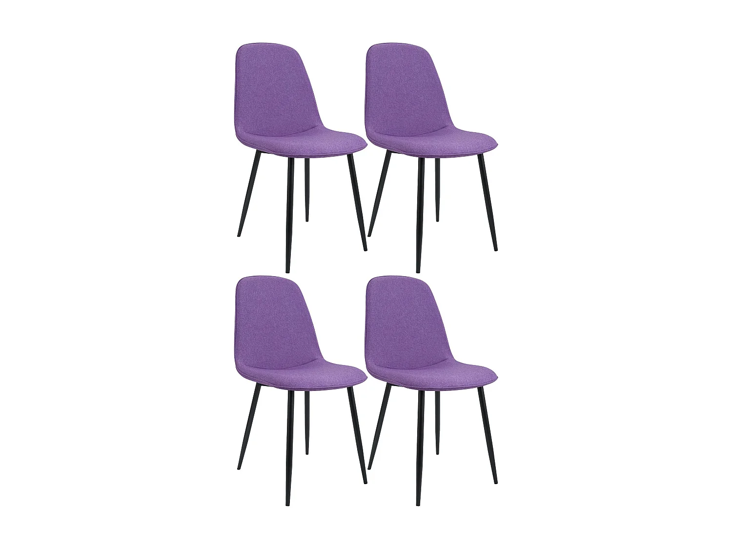 Lot de 4  chaise salle à manger - Tissu - Violet - Maryam