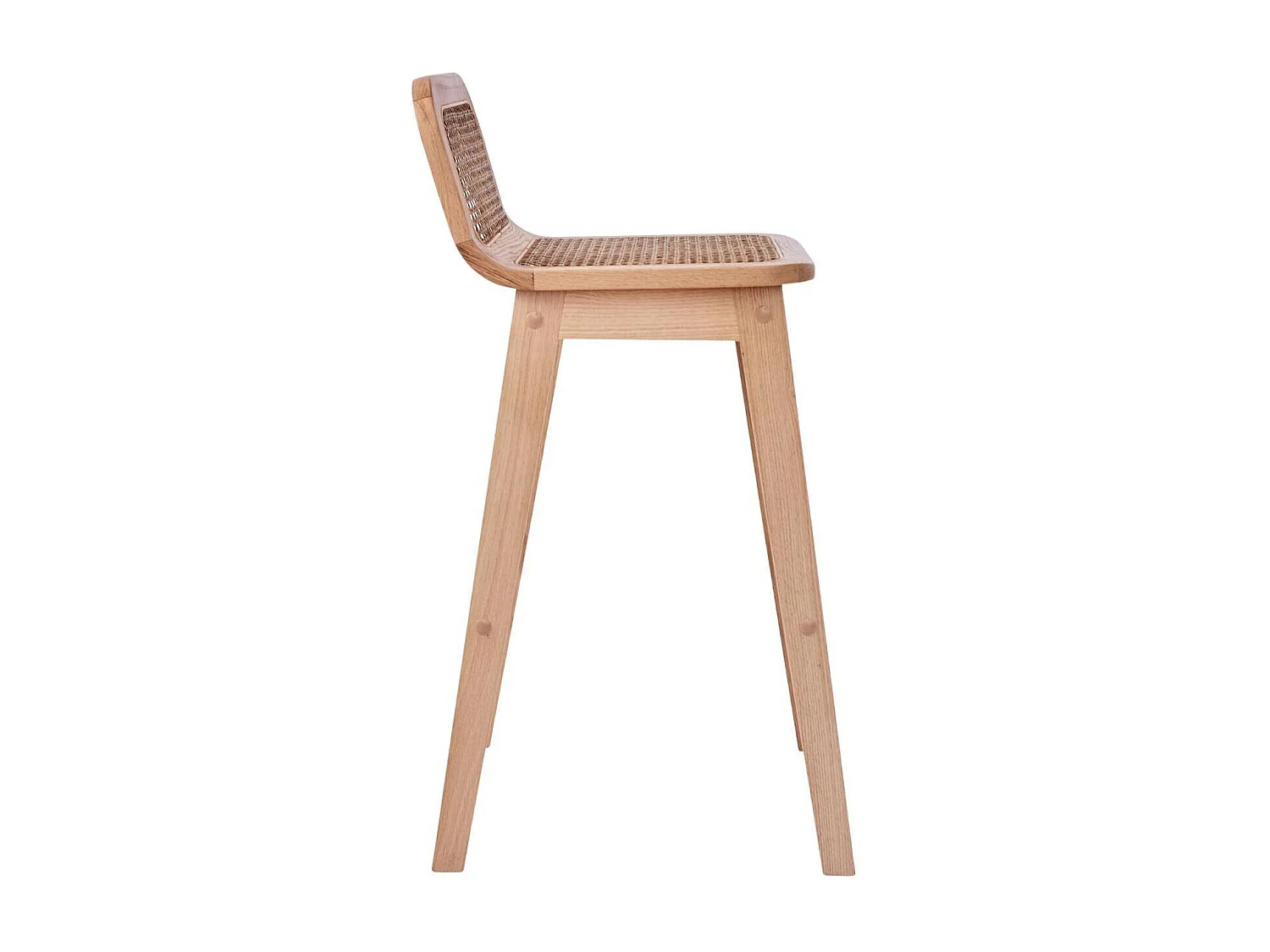 Conjunto de sillas de isla y bar de roble con asiento de caña de 65cm SANA