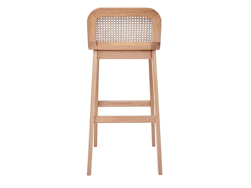 Set di sedie da bar e da isola in rovere con seduta in canna da 65 cm SANA