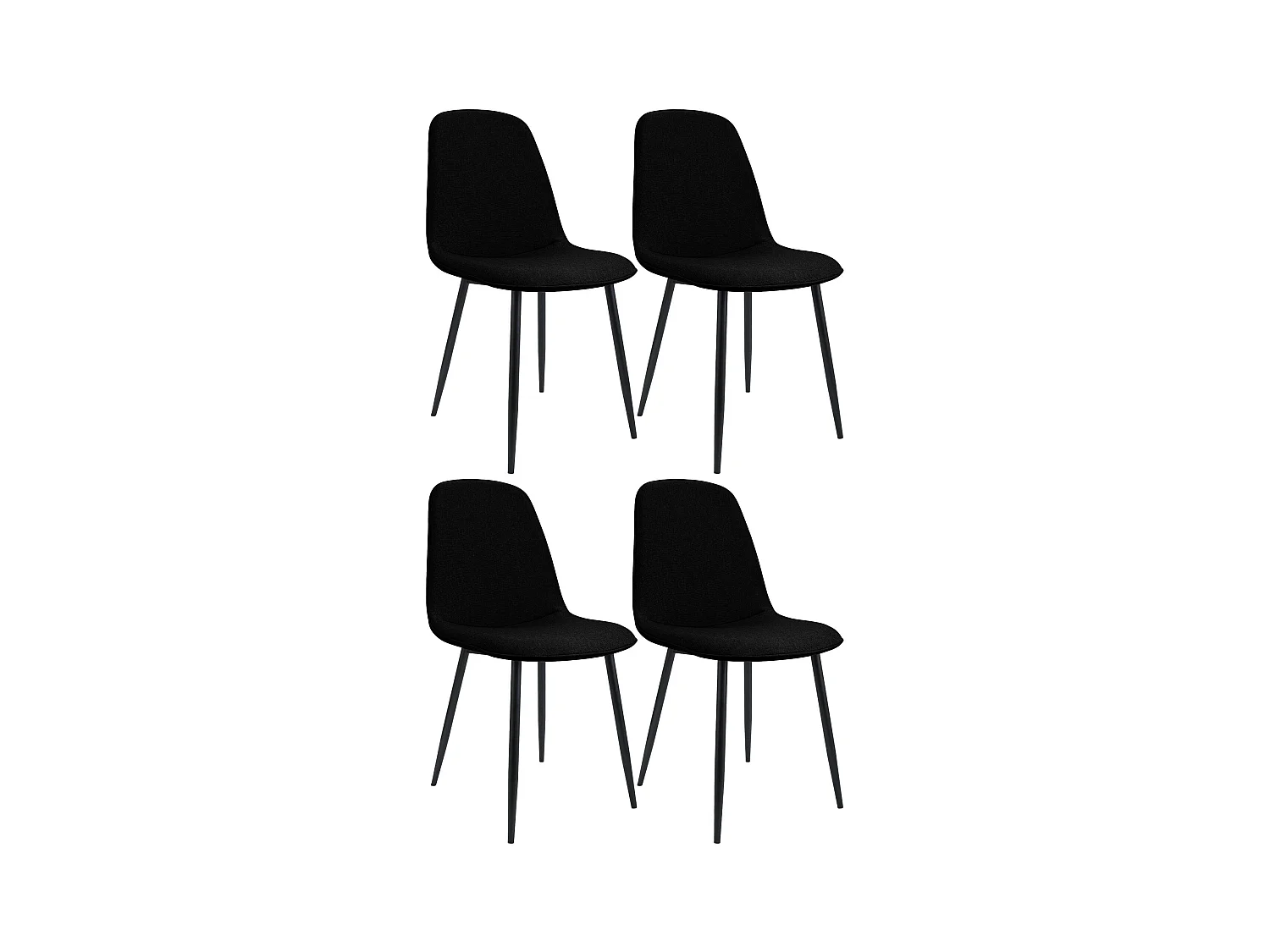 Lot de 4  chaise salle à manger - Tissu - Noir - Maryam