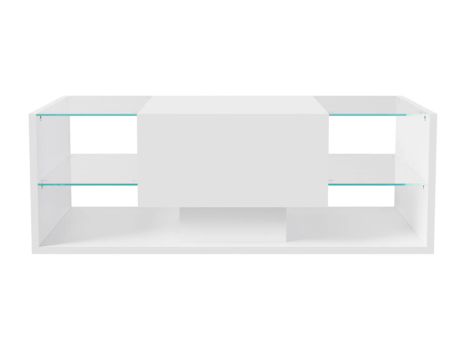 Table basse - NEXU - table de salon - table basse salon - LED - tiroir - étagère en verre trempé - 100x50x35 cm - blanc