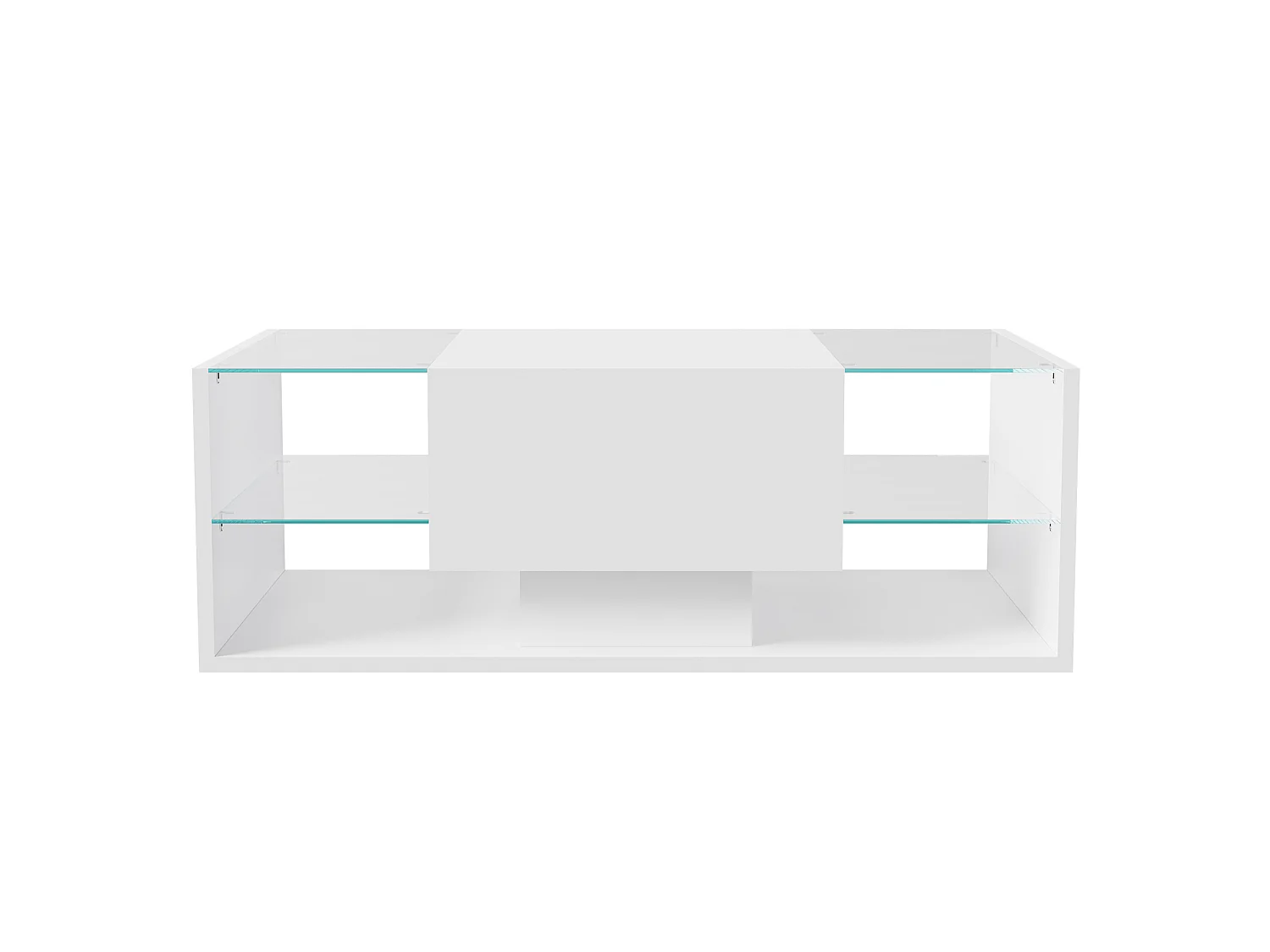 Table basse - NEXU - table de salon - table basse salon - LED - tiroir - étagère en verre trempé - 100x50x35 cm - blanc