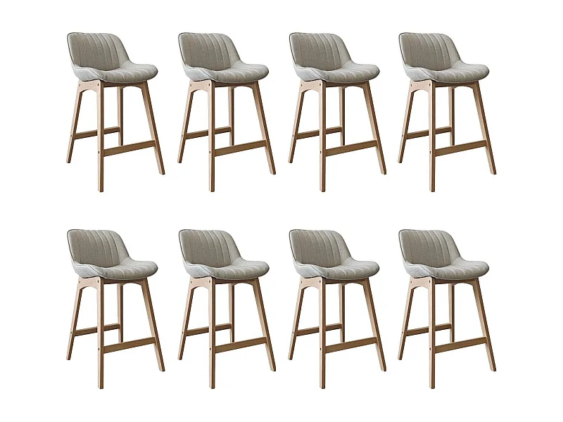 Lot de chaises d'îlot et bar en chêne et assise tissu H65cm