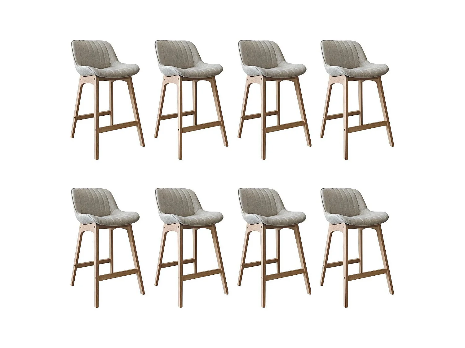 Lot de chaises d'îlot et bar en chêne et assise tissu H65cm