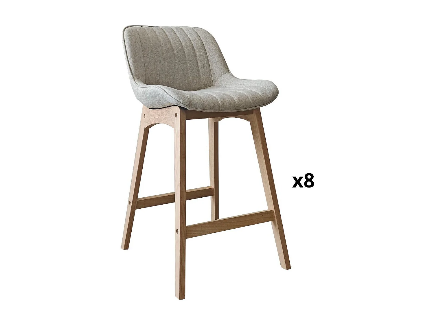 Set van eikenhouten eiland- en barstoelen met een 65 cm MELLOW stoffen zitting