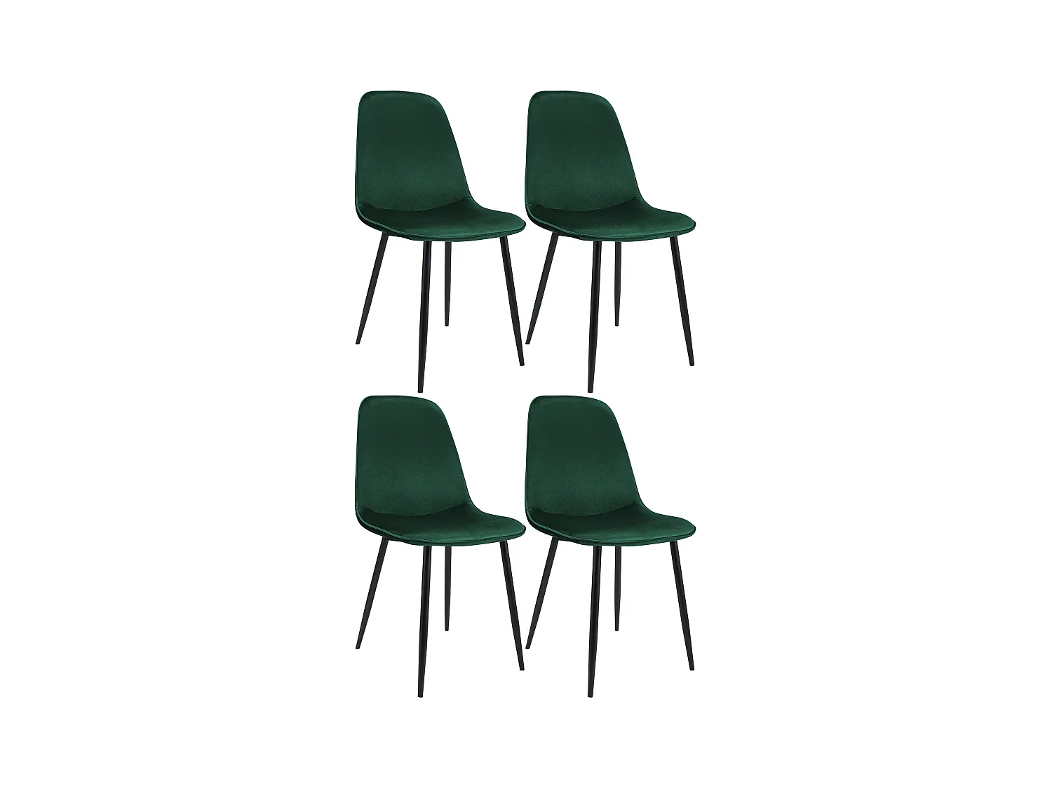 Lot de 4  chaise salle à manger - Velours - Vert - Maryam
