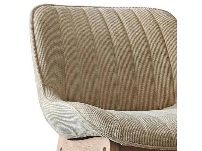 Lot de chaises NORDEN de bar en chêne et tissu velours côtelé H65cm