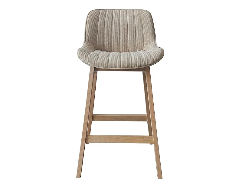 Lot de chaises NORDEN de bar en chêne et tissu velours côtelé H65cm