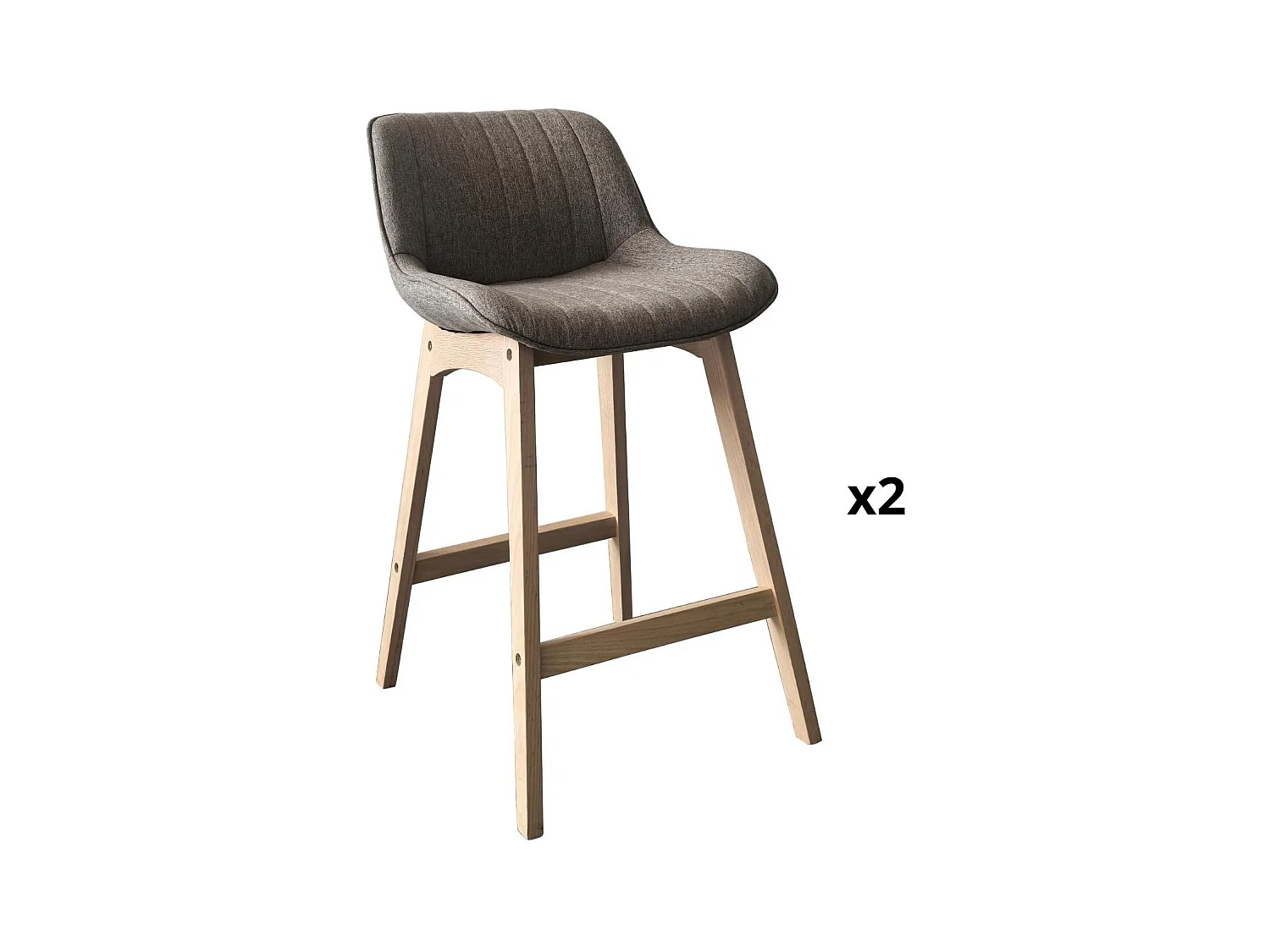 Lot de chaises d'îlot et bar en chêne et assise tissu H65cm