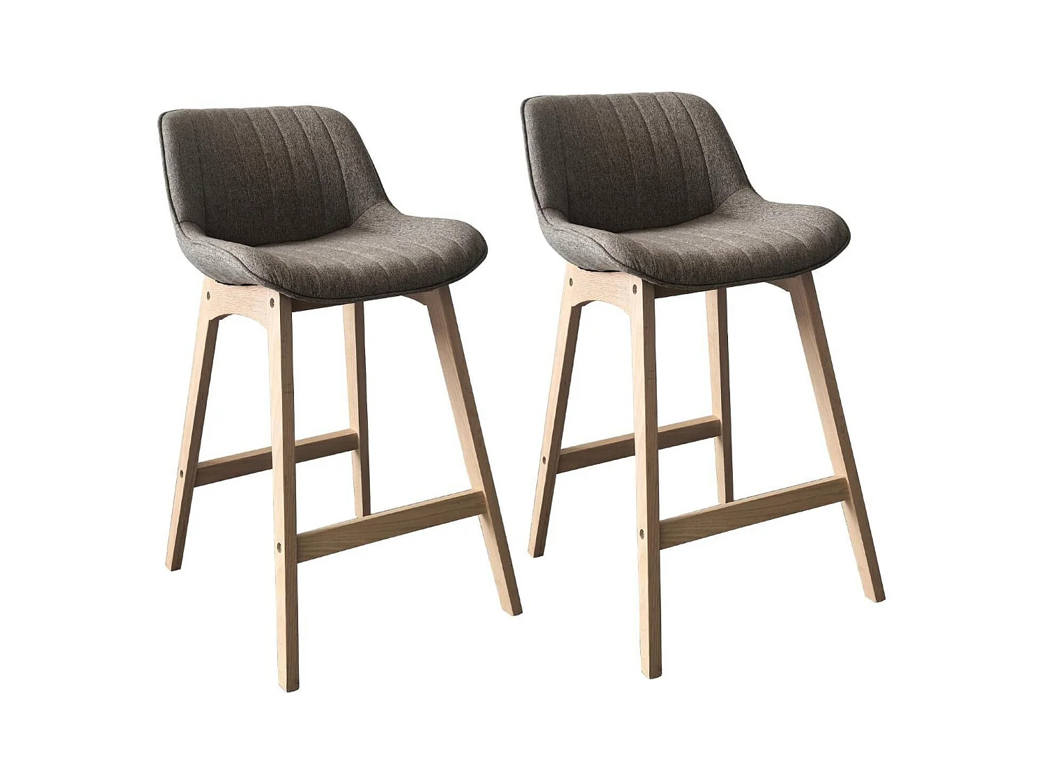Conjunto de sillas de isla y bar de roble con asiento de tela MELLOW de 65 cm
