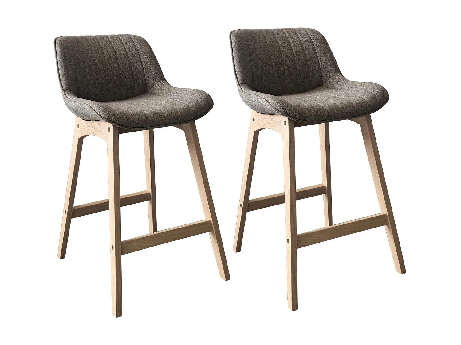 Set van eikenhouten eiland- en barstoelen met een 65 cm MELLOW stoffen zitting