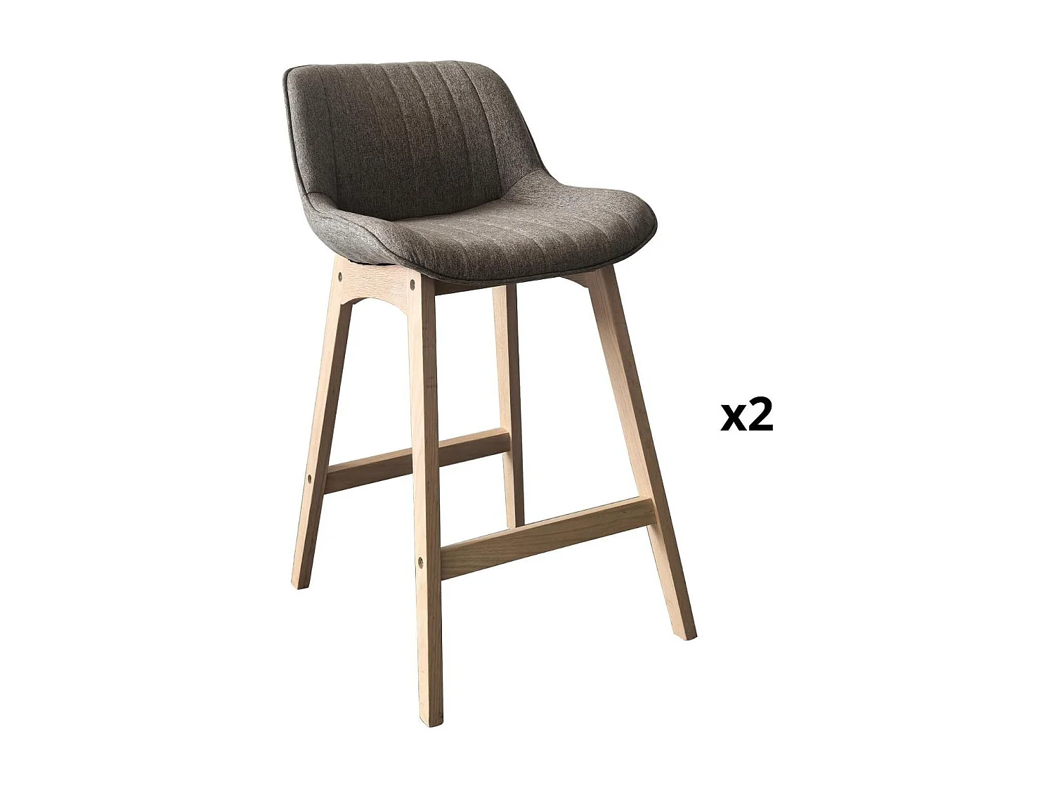 Set van eikenhouten eiland- en barstoelen met een 65 cm MELLOW stoffen zitting