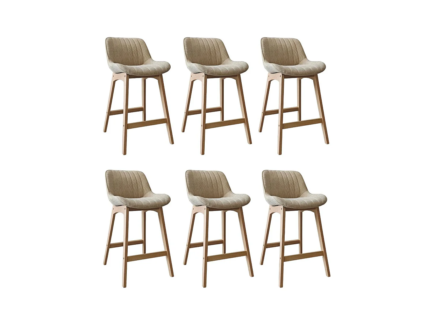 Set mit 65 cm großen NORDEN-Insel- und Barstühlen aus Eiche mit Sitzfläche aus Cordstoff