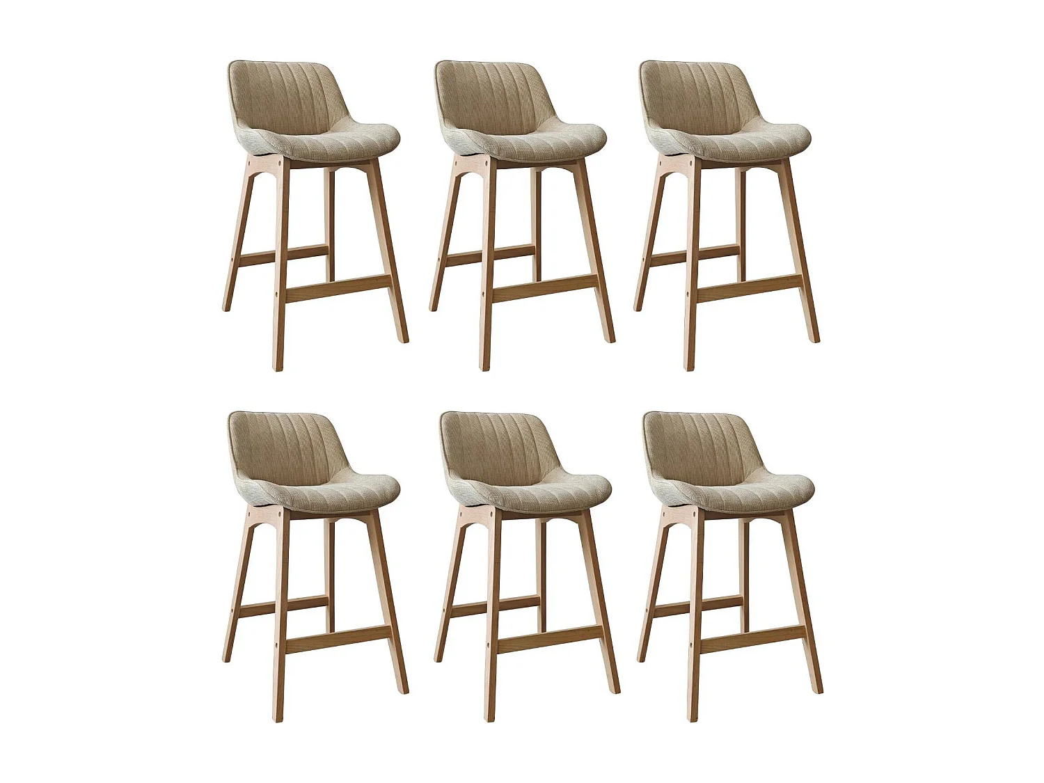 Set van 65 cm NORDEN eikenhouten eiland- en barstoelen met zitting van corduroystof