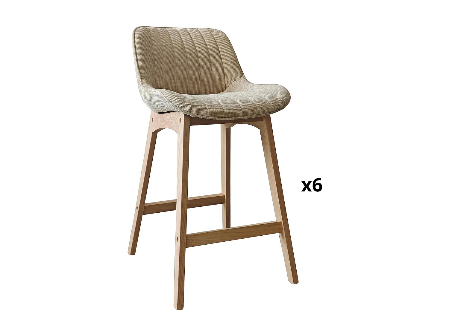 Set van 65 cm NORDEN eikenhouten eiland- en barstoelen met zitting van corduroystof