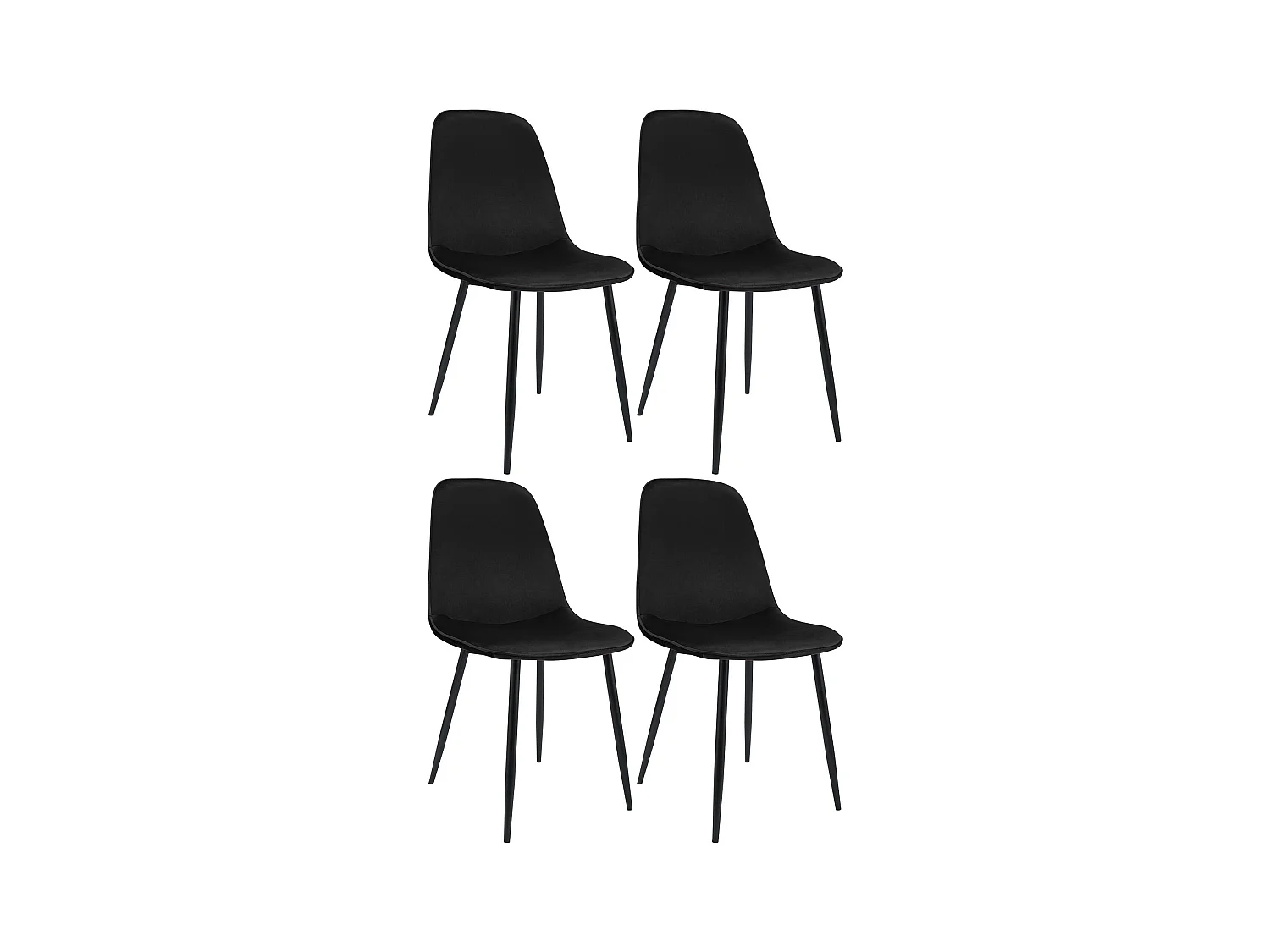 Lot de 4  chaise salle à manger - Velours - Noir - Maryam