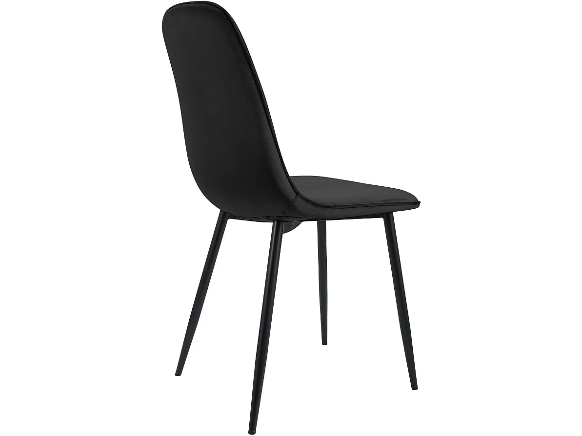 Lot de 4  chaise salle à manger - Velours - Noir - Maryam
