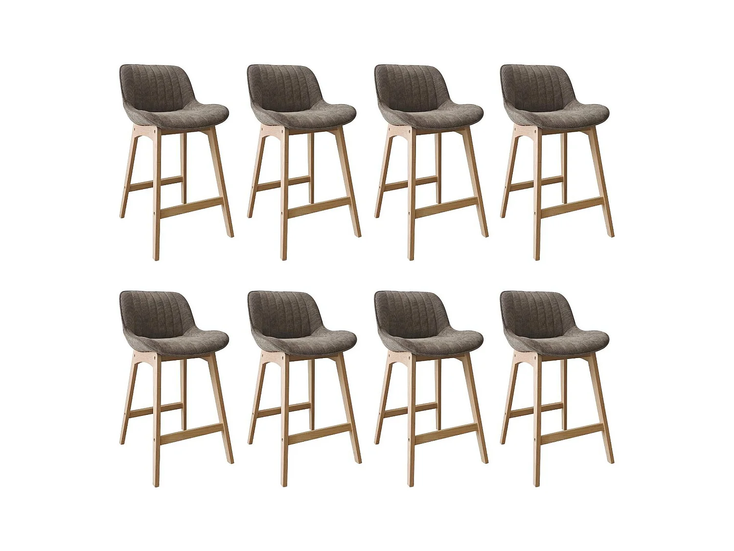 Lot de chaises d'îlot et bar en chêne et assise tissu velours côtelé H65cm