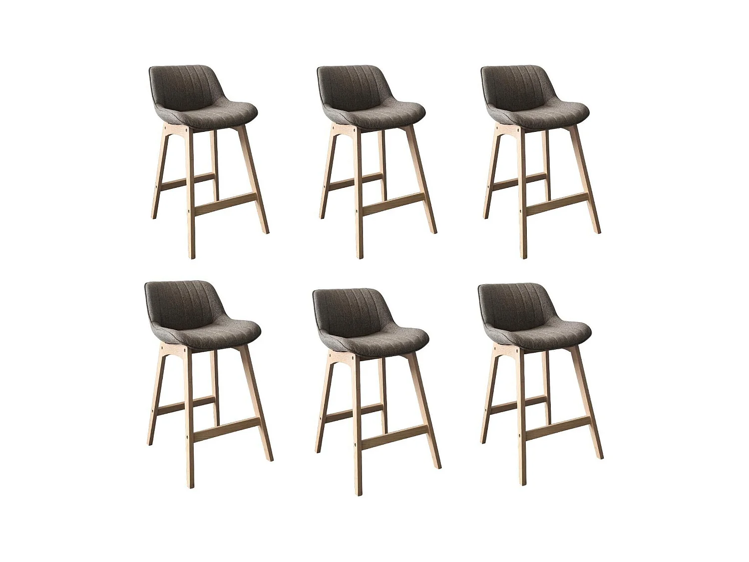 Conjunto de sillas de isla y bar de roble con asiento de tela MELLOW de 65 cm
