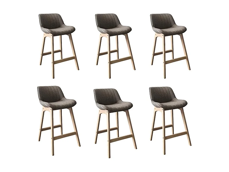 Set di sedie da bar e da isola in rovere con seduta in tessuto MELLOW da 65 cm