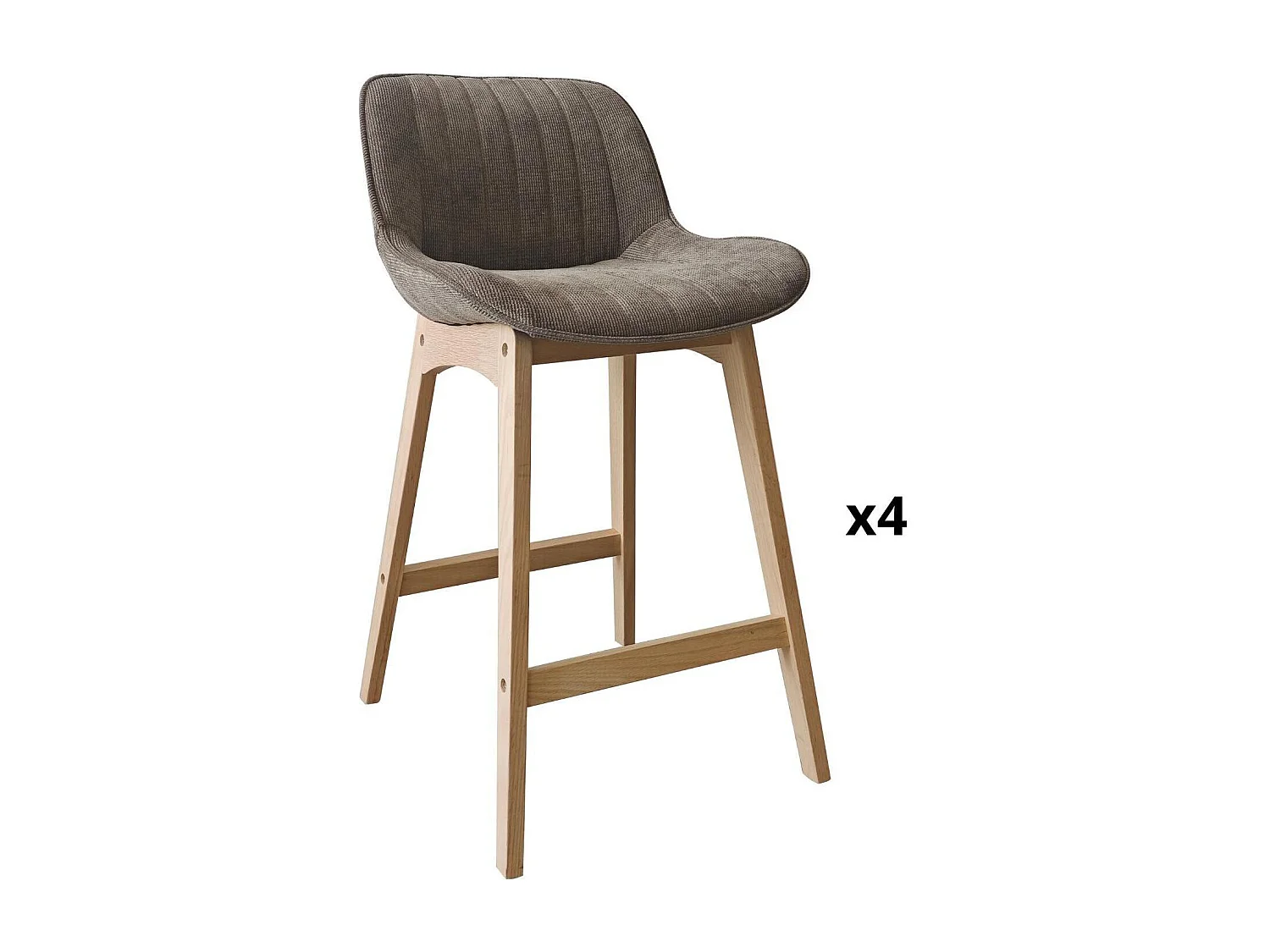 Set van 65 cm NORDEN eikenhouten eiland- en barstoelen met zitting van corduroystof