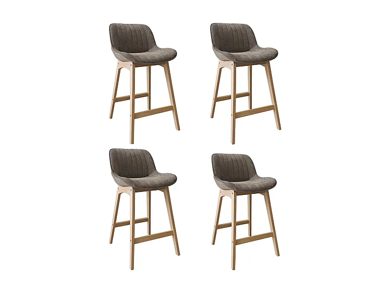 Set mit 65 cm großen NORDEN-Insel- und Barstühlen aus Eiche mit Sitzfläche aus Cordstoff