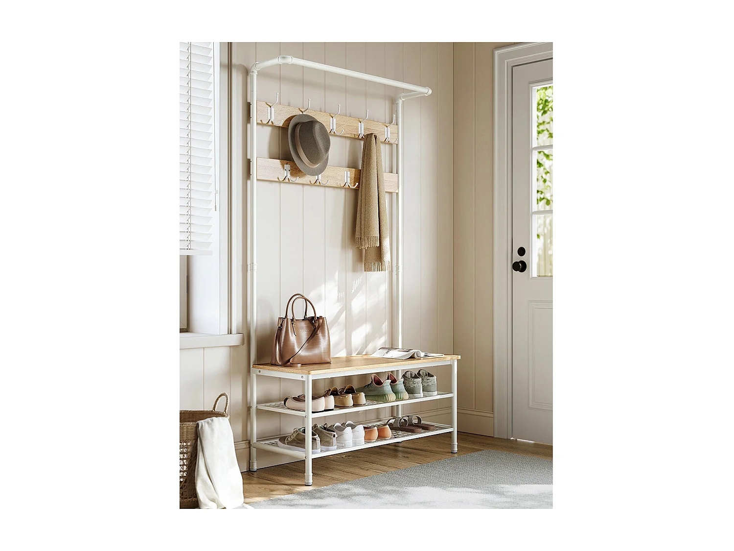 3-tier kitchen shelf with large worktop and steel frame