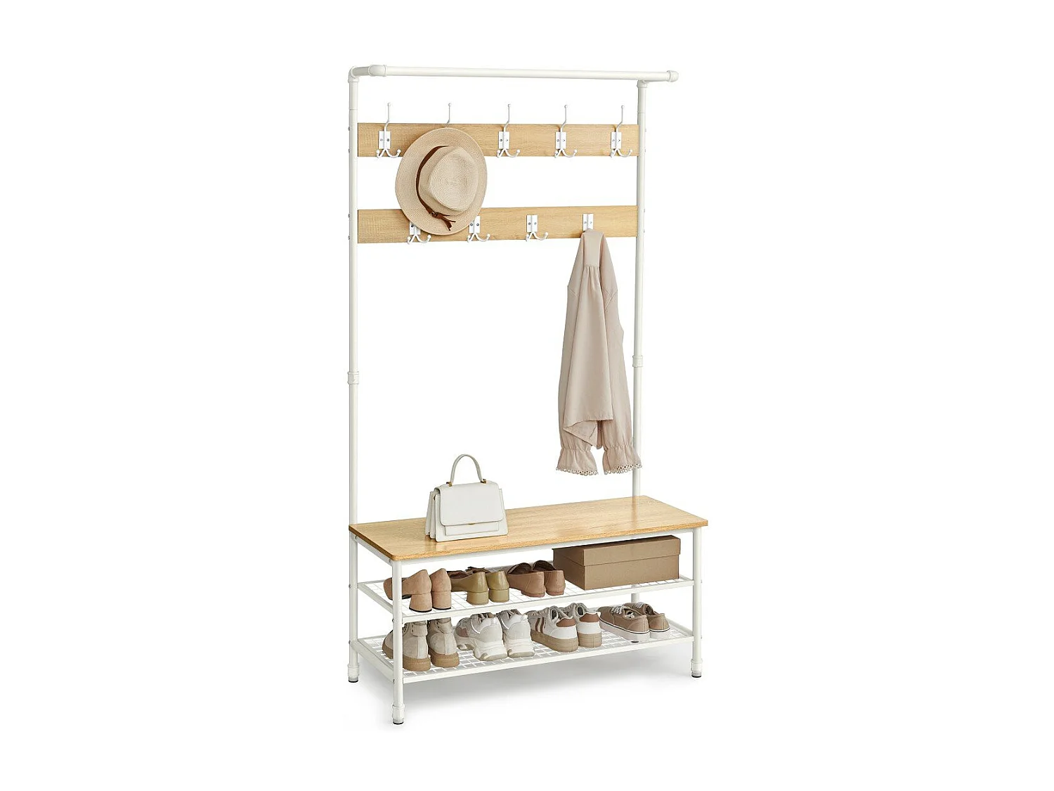3-tier kitchen shelf with large worktop and steel frame