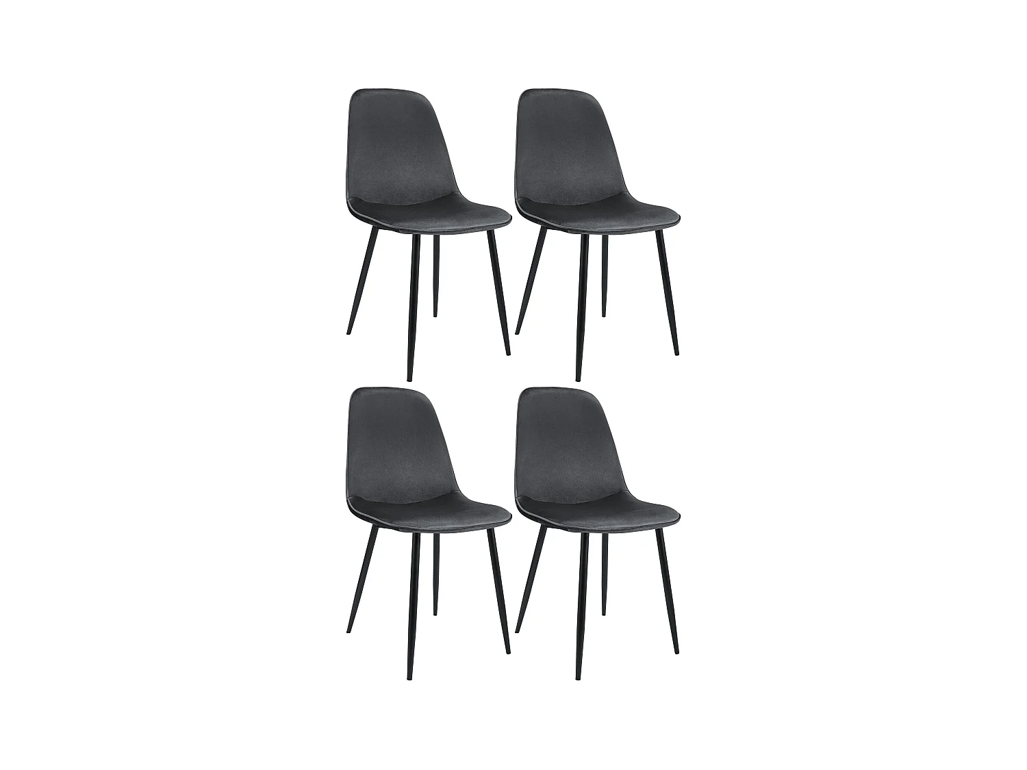 Lot de 4  chaise salle à manger - Velours - Gris foncé - Maryam