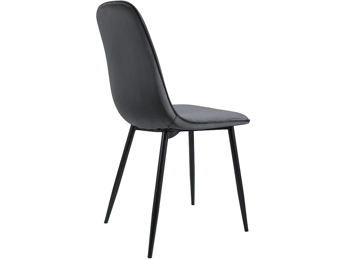 Lot de 4  chaise salle à manger - Velours - Gris foncé - Maryam