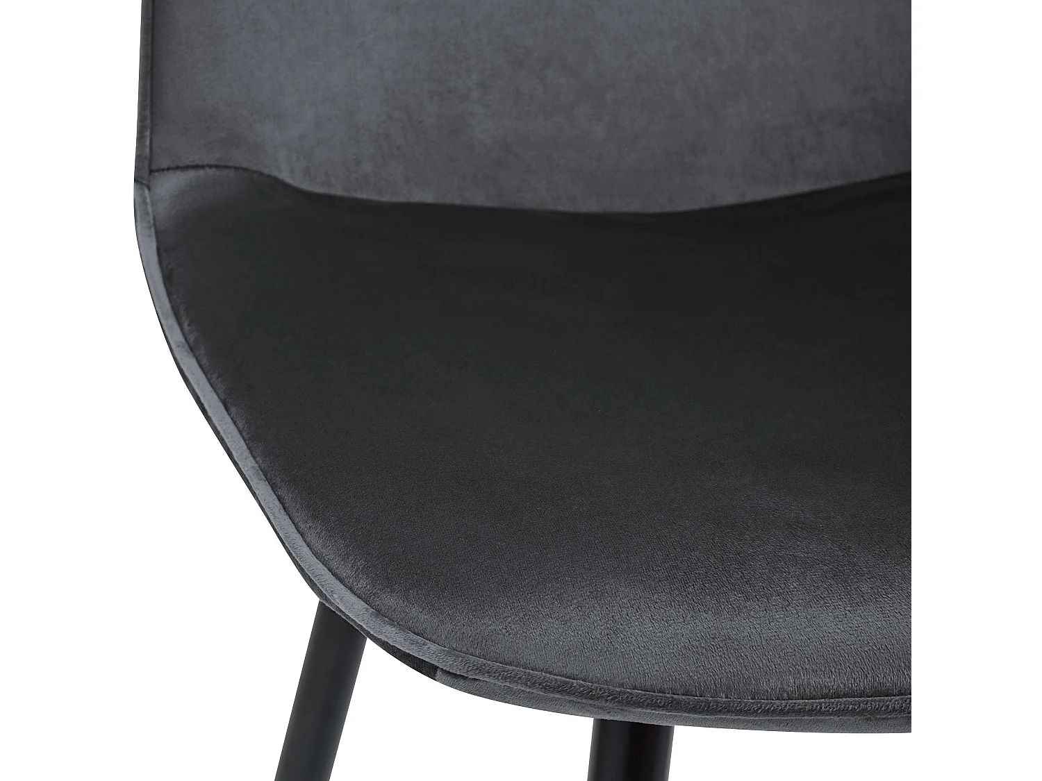 Lot de 4  chaise salle à manger - Velours - Gris foncé - Maryam