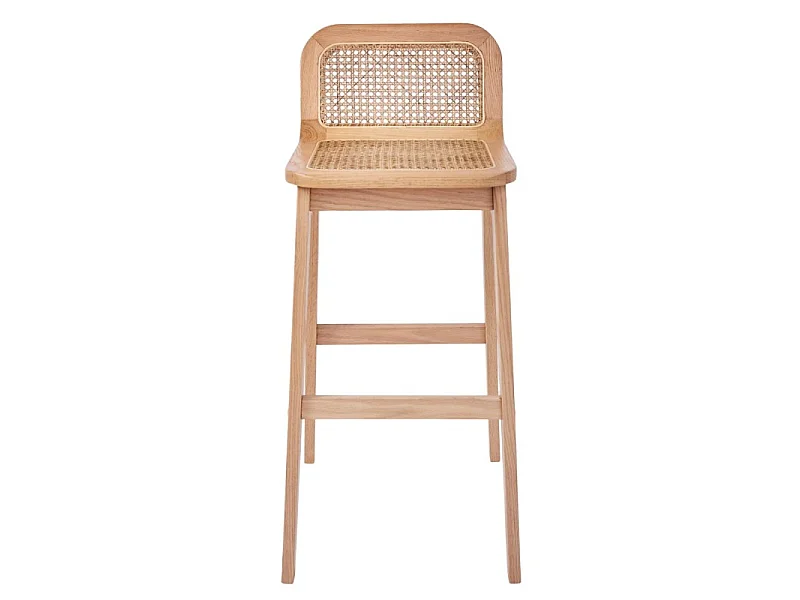 Set di sedie da bar e da isola in rovere con seduta in canna da 65 cm SANA