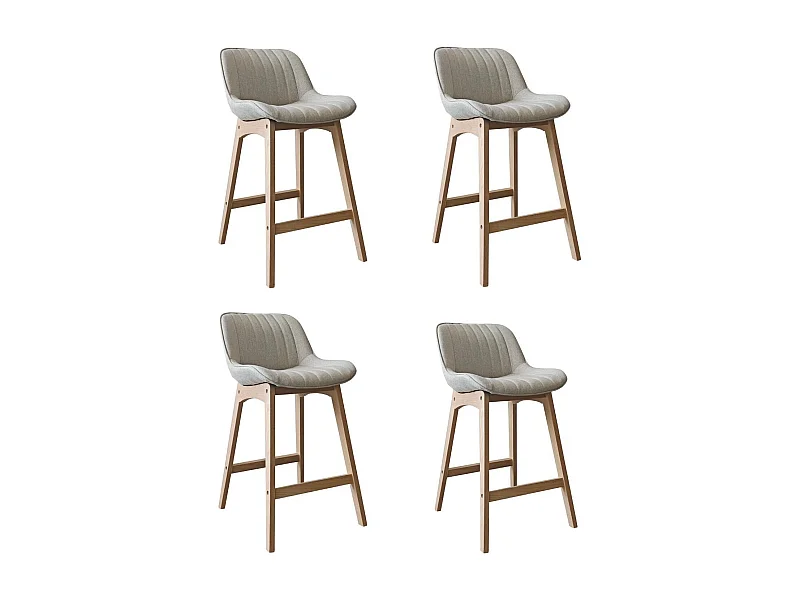 Lot de chaises d'îlot et bar en chêne et assise tissu H65cm
