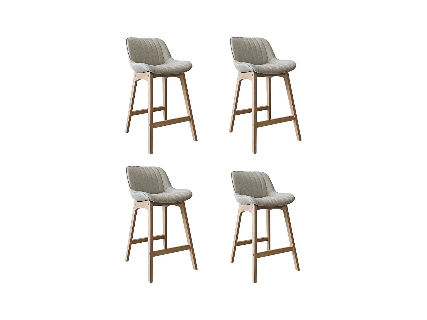 Lot de chaises d'îlot et bar en chêne et assise tissu H65cm