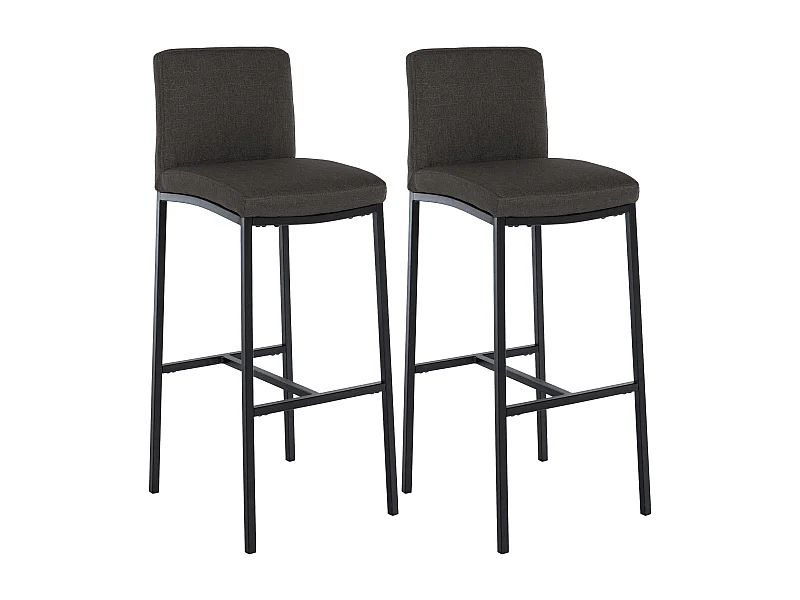 Lot de 2  Tabouret de bar - Tissu - Gris foncé - Freeport