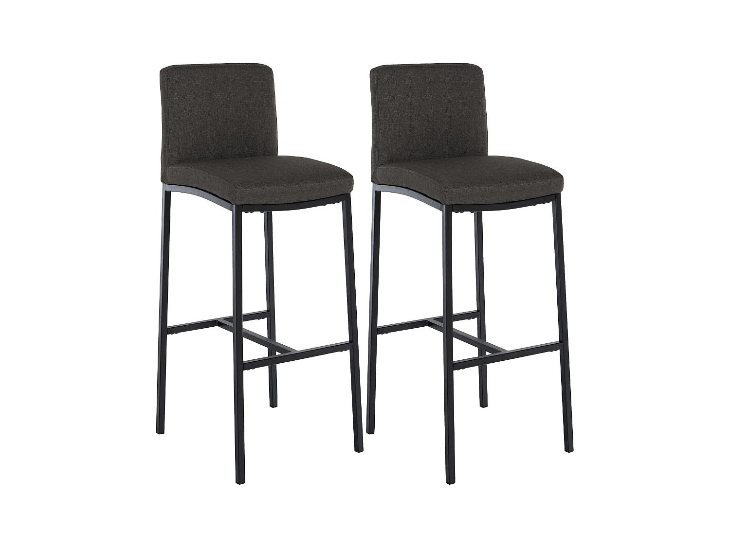 Lot de 2  Tabouret de bar - Tissu - Gris foncé - Freeport