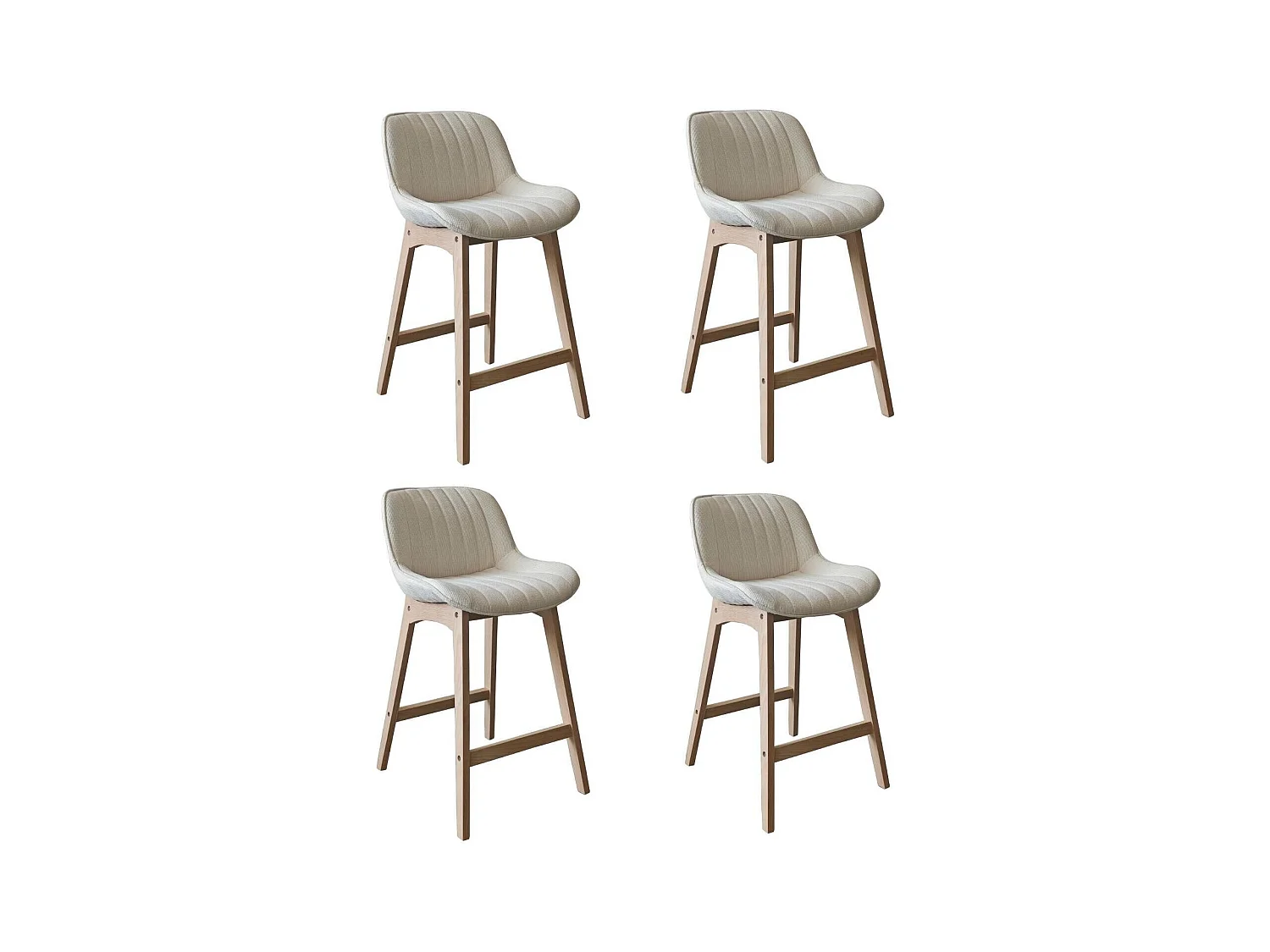 Lot de chaises d'îlot et bar en chêne et assise tissu velours côtelé H65cm