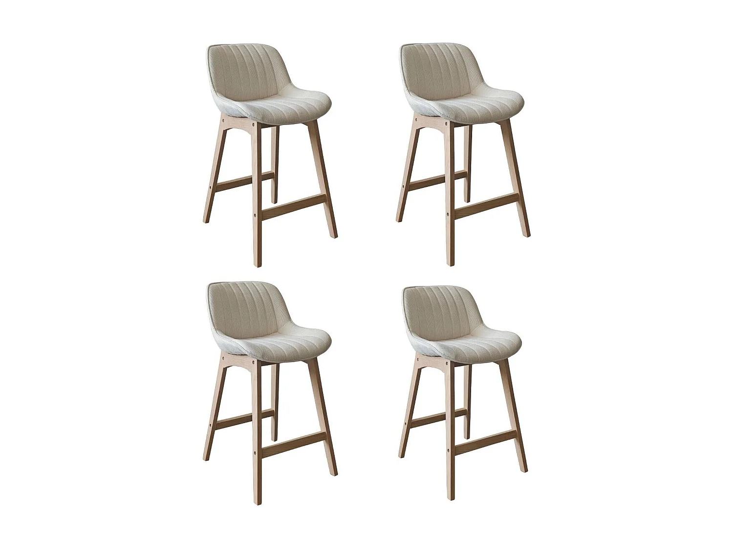 Conjunto de sillas de isla y bar NORDEN de roble de 65 cm con asiento de tela de pana