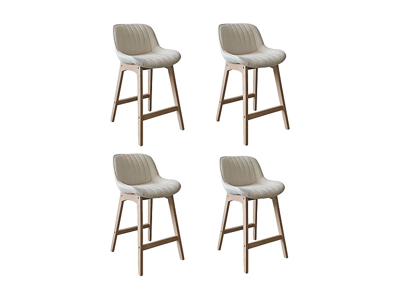 Set van 65 cm NORDEN eikenhouten eiland- en barstoelen met zitting van corduroystof