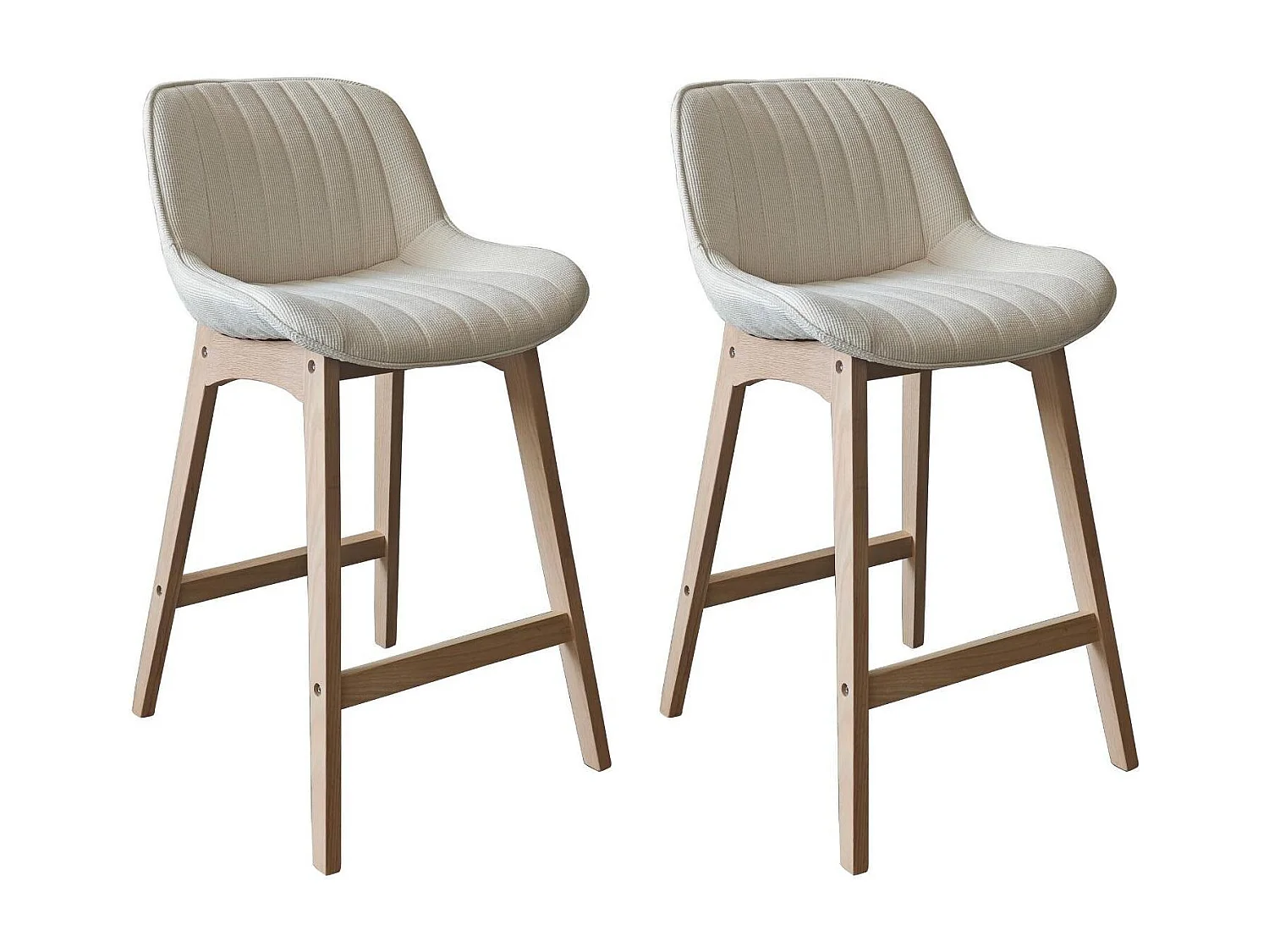 Set van 65 cm NORDEN eikenhouten eiland- en barstoelen met zitting van corduroystof