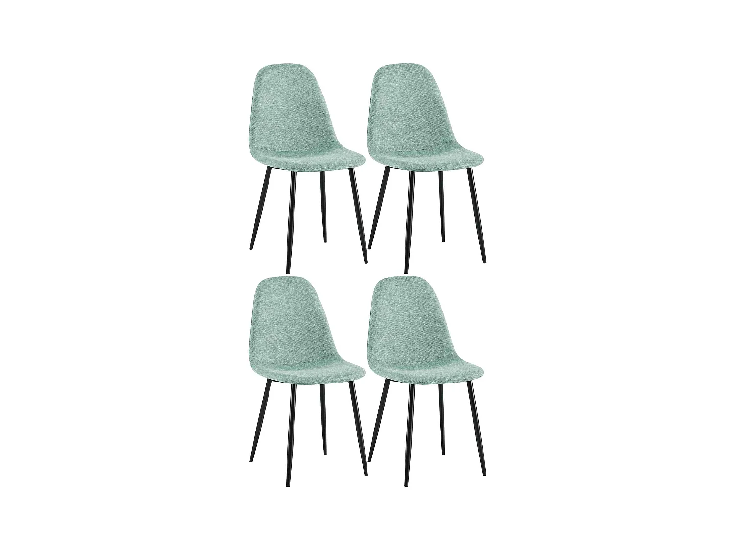 Lot de 4  chaise salle à manger - Tissu - Vert clair - Napier