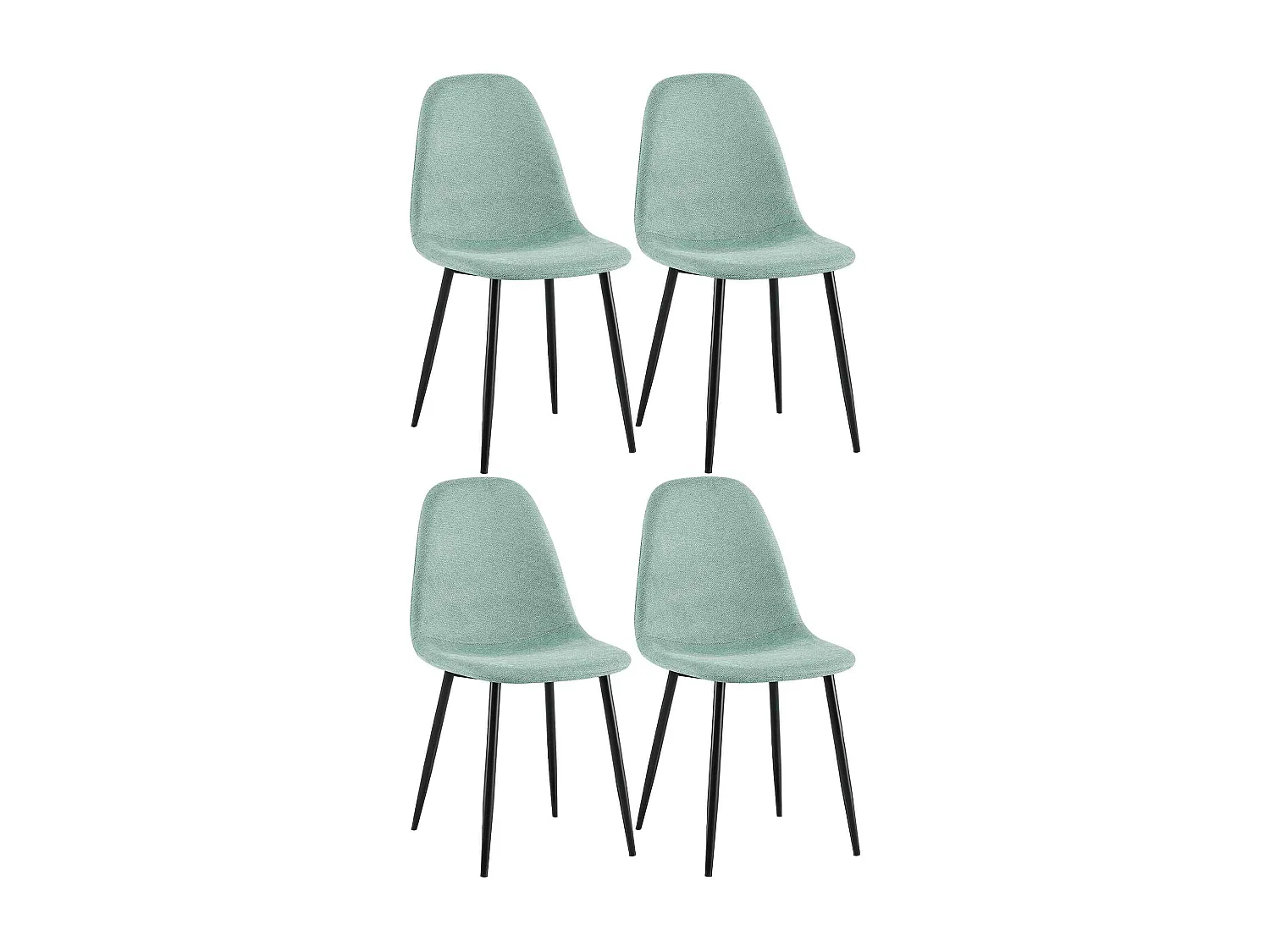 Lot de 4  chaise salle à manger - Tissu - Vert clair - Napier